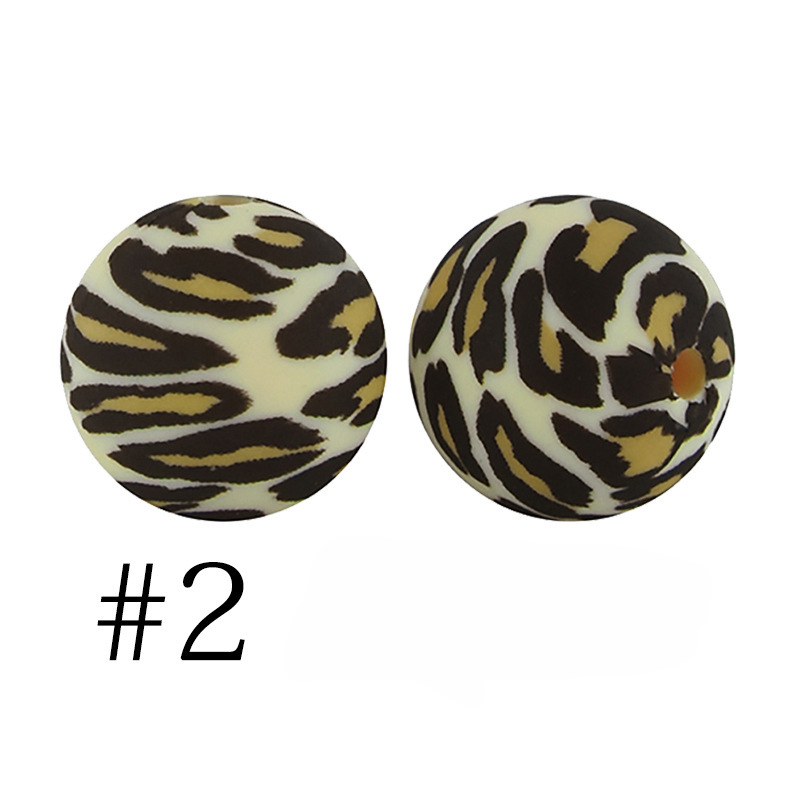 100 piezas al por mayor 100pcs transferencia de agua de silicona impresión de leopardo cuentas de cuerda de calavera